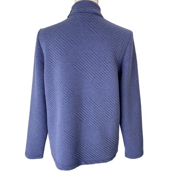 CHICO'S Weekends Sweater Womens Chico 0 or Small Blue Snap-Detail Mock-Neck Top - Picture 2 of 8